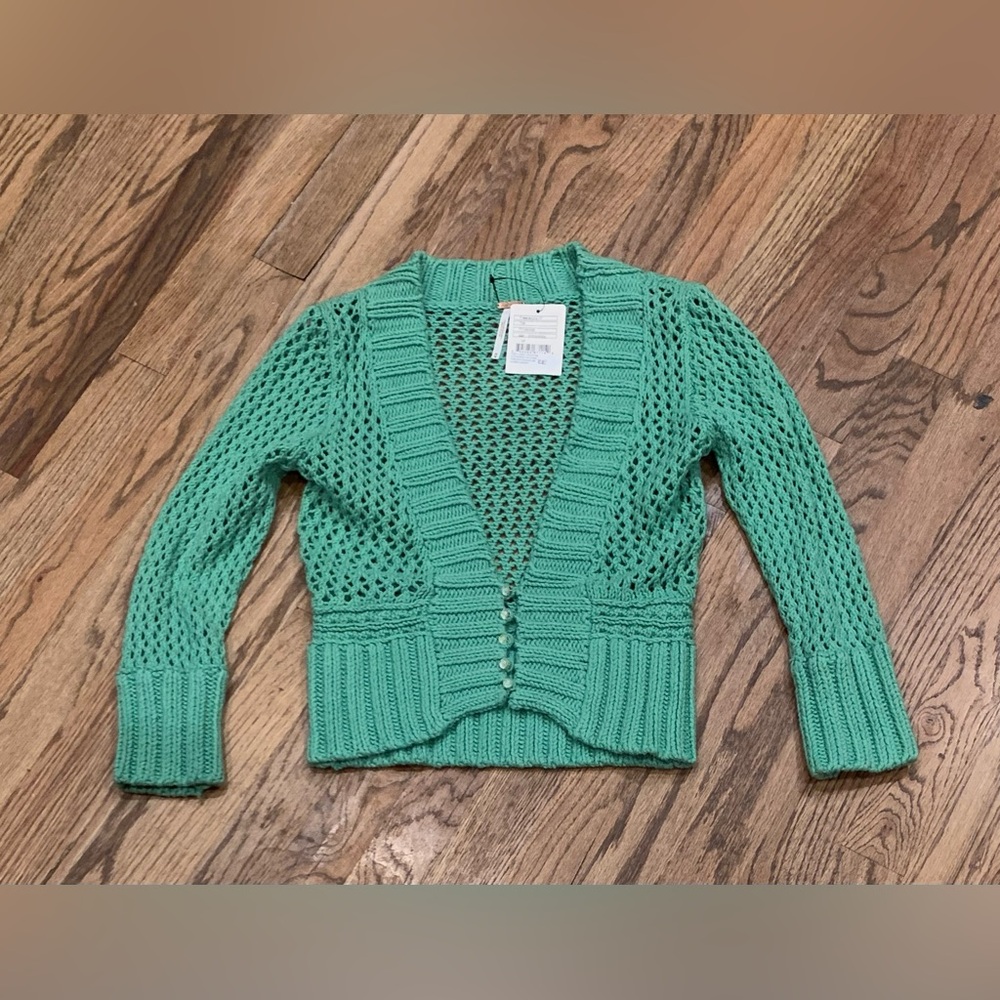 Green Open-Knit Cardigan